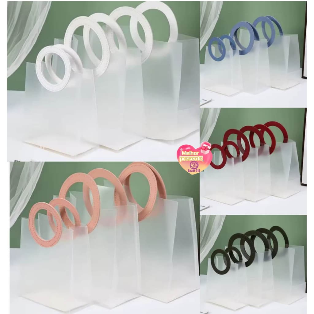10 Bolsas de Presente Foscas Alça Redonda Embalagem Para Lembrancinha Festa e Natal Ano Novo