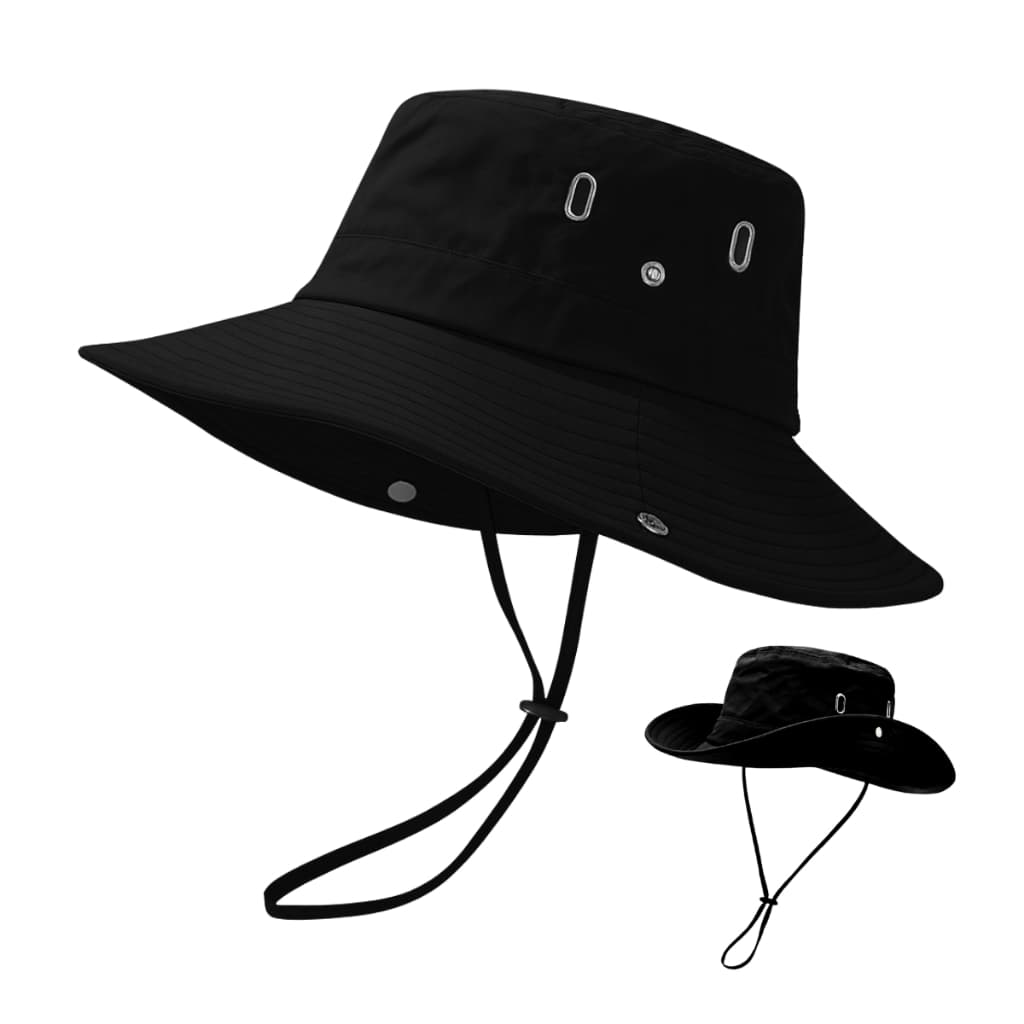 Chapéu de Sol Feminino Masculino Preto Trilha Camping Tactel Proteção UV 50+ Dobrável Chapeu Camping