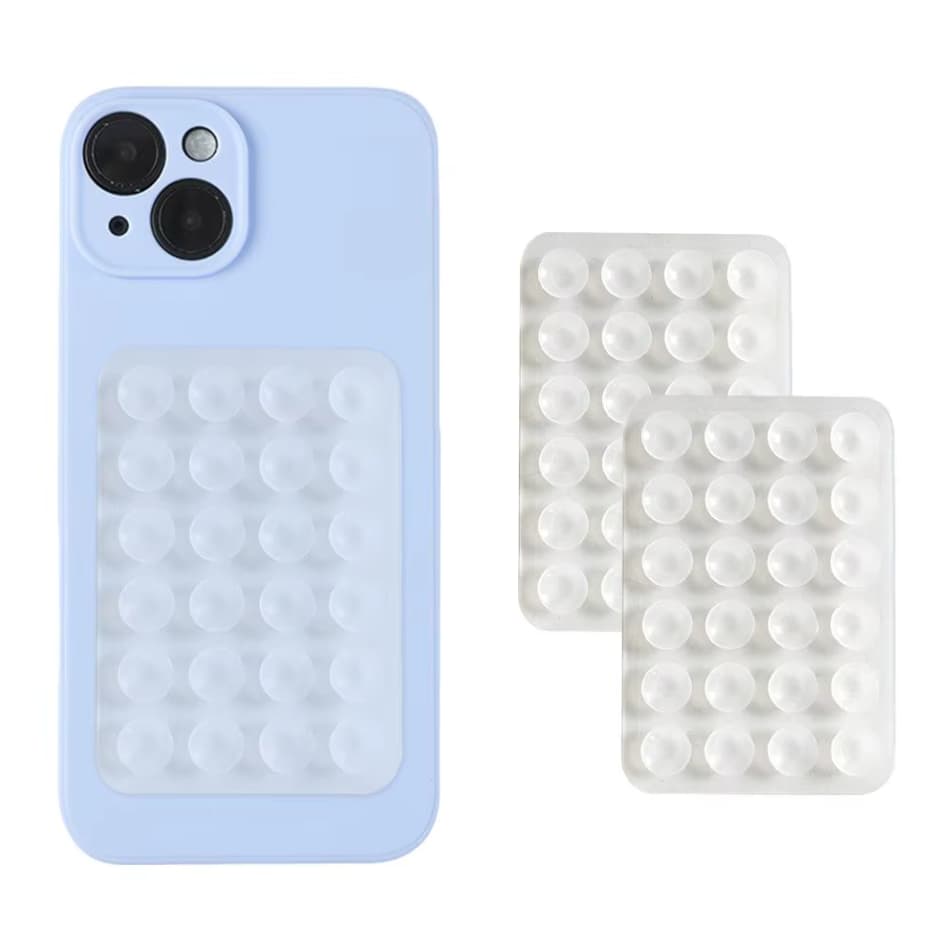 Kit Combo 2x Ventosas de Silicone Transparente Para Celular Sucção Parede Vidro Antiderrapante