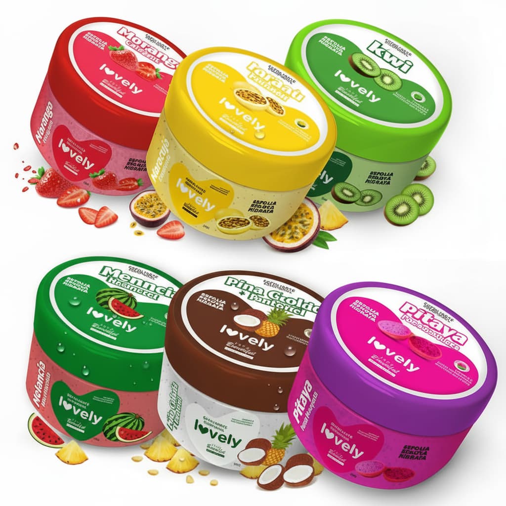 Kit Esfoliantes Corporal Pele Macia Cheiro de Frutas Lovely Face Beautiful