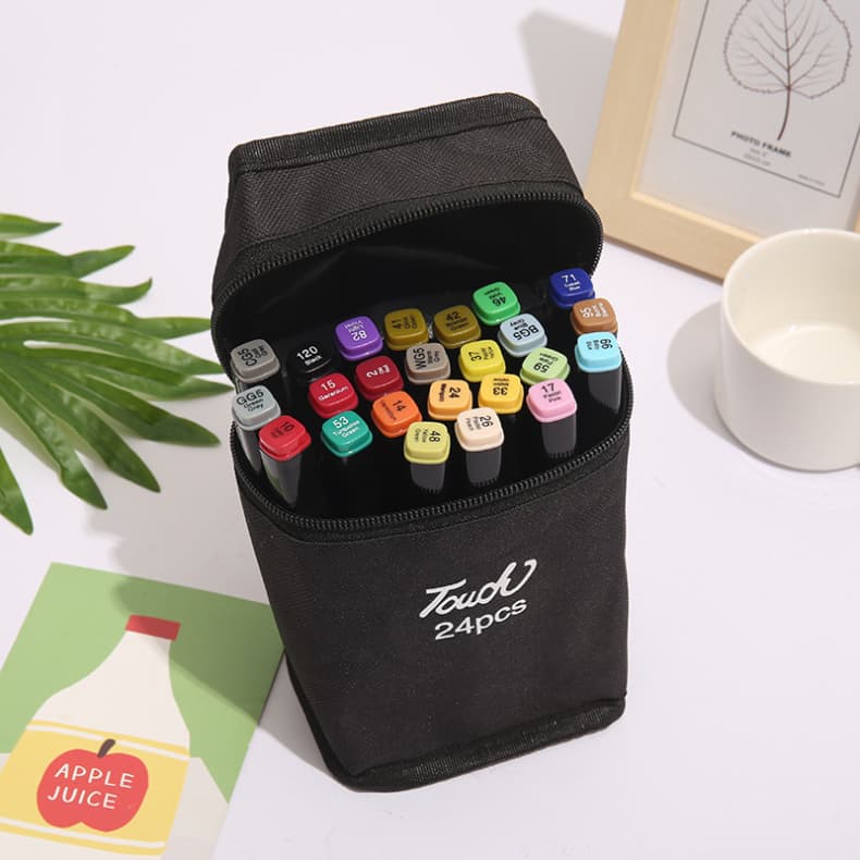 24 Canetas Marcadoras Aquarela Ponta Dupla –Canetinhas para Desenho e Pintura