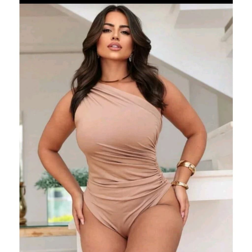 BODY feminina manga mula un hombro tendência moda de verão