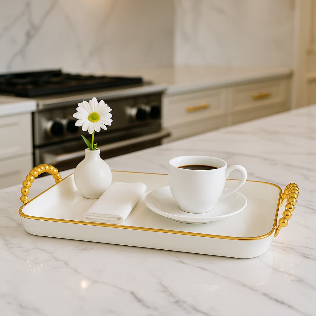 Bandeja Decorativa Organizadora Marmorizada  Multiuso Quadrada e Redonda Luxo Casa Cozinha