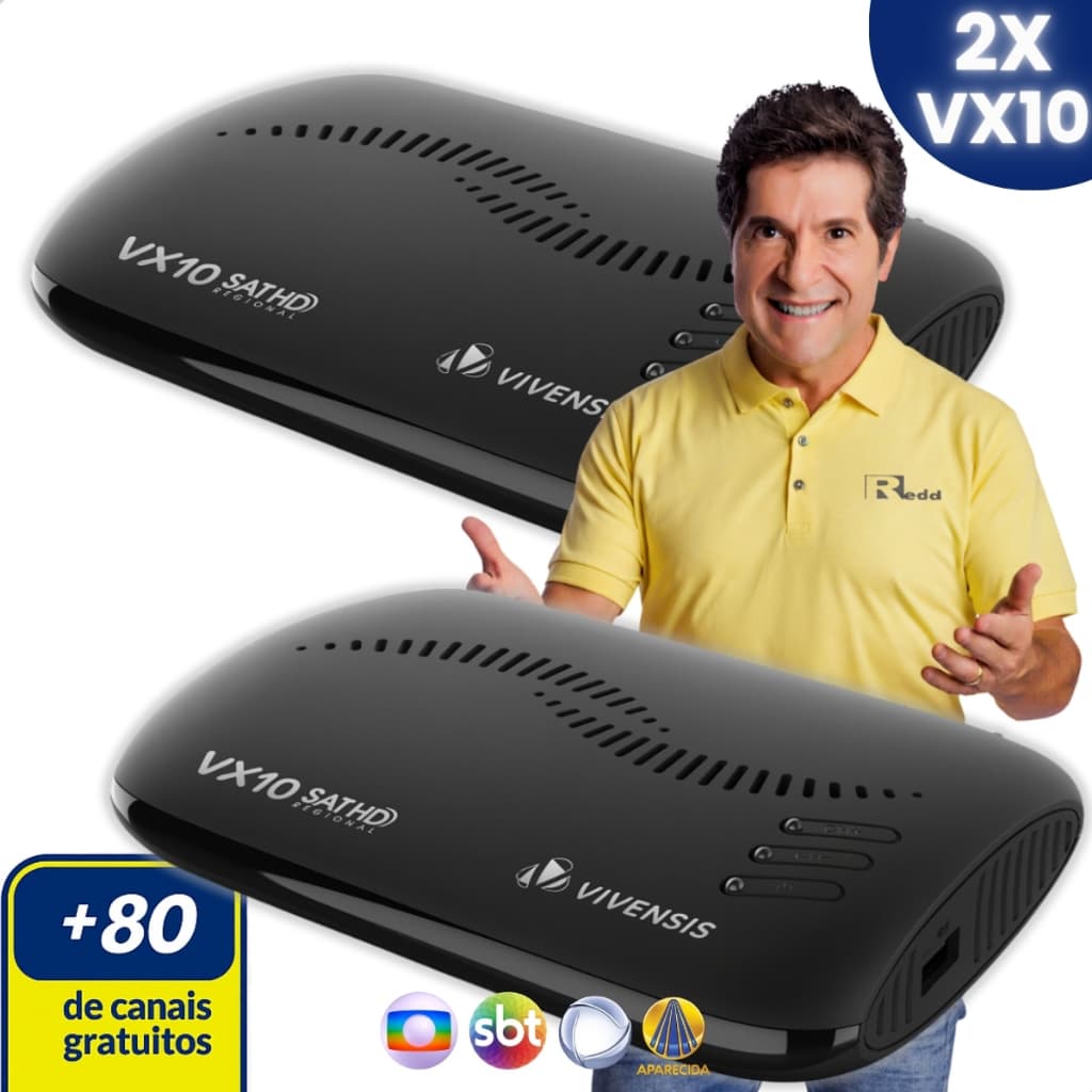 Kit 2 Receptor Vivensis VX10 Sathdregional Para Nova Parabólica Digital Sky Oi Tv