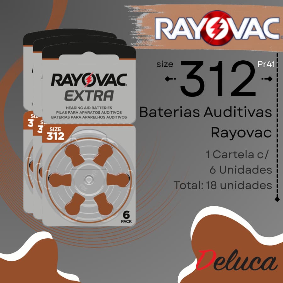 Auditiva Rayovac 312 / PR 41  para aparelhos auditivos 03 CARTELA