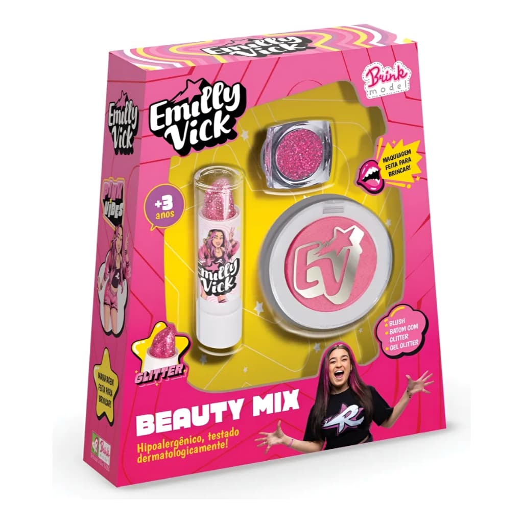Kit Beauty Mix Emilly Vick Dos Rosa Maquiagem - Brink Model