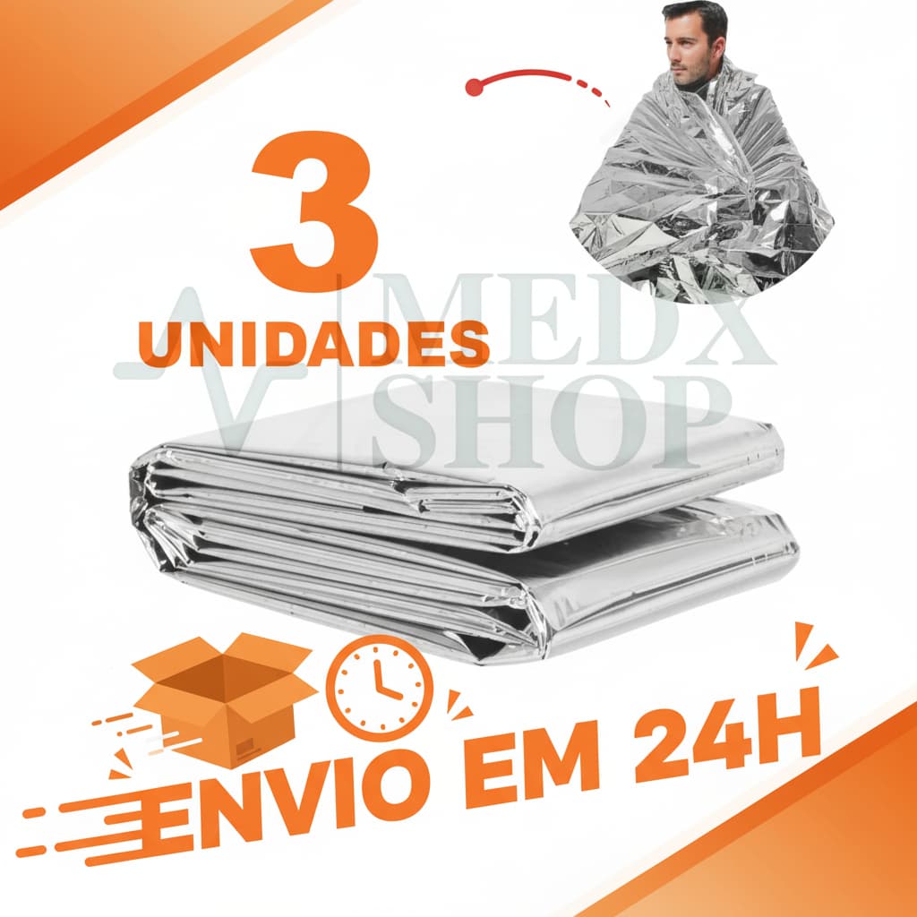 Kit 3Un Manta Térmica Aluminizado Para Resgate, Emergência e Camping Isolamento Térmico