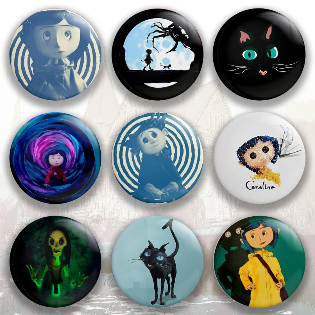 Botton Animação Coraline e o Mundo Secreto | Unitário ou Kit | Escolha os Modelos