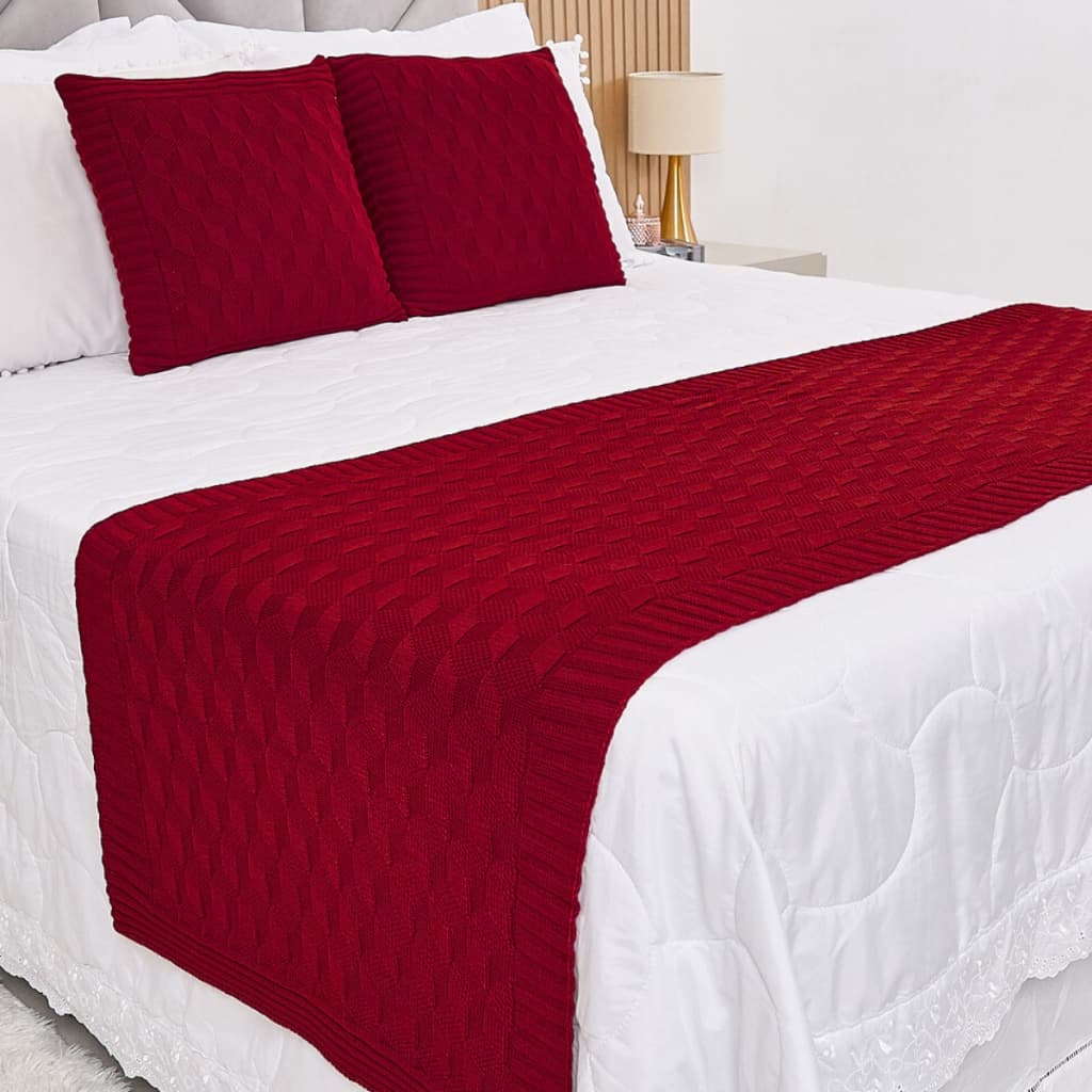 Peseira Manta Tricot Cama Casal Queen King Efeito 3D - SOMENTE A PESEIRA