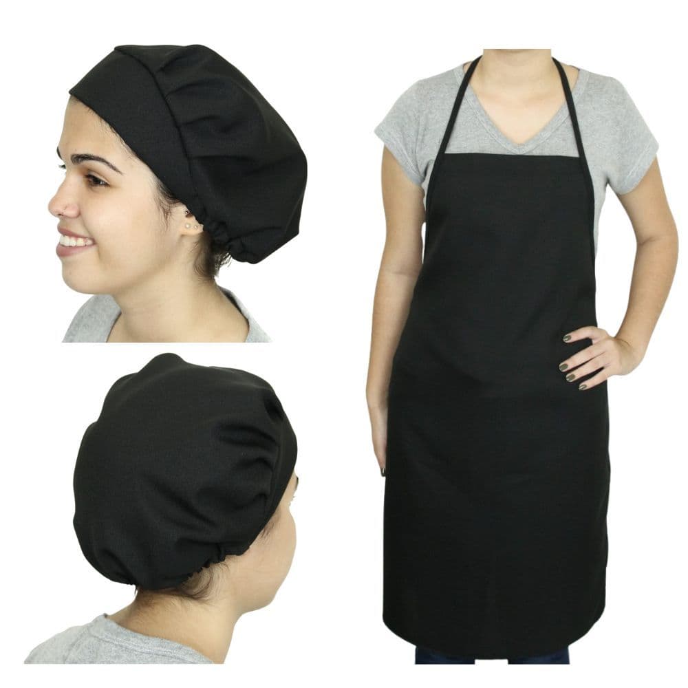 Kit Cozinha Avental E Touca Em Oxford Ajustável Unissex Para Chef de Cozinha Restaurante