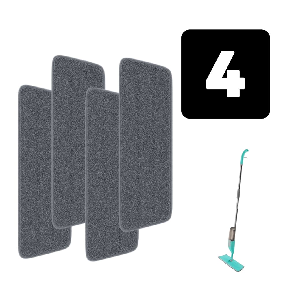 Kit 4 Refil Mop Spray Microfibra Lavável e Reutilizável para Piso Frio, Sintético e Madeira