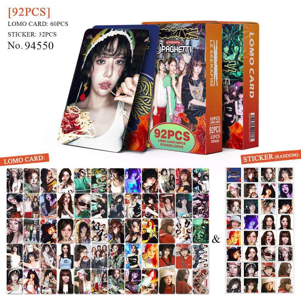 K-POP 60pcs/box com 32pcs adesivo LE SSERAFIM Photocard Pronto Para Ser Cartão LOMO Postal De Coleção