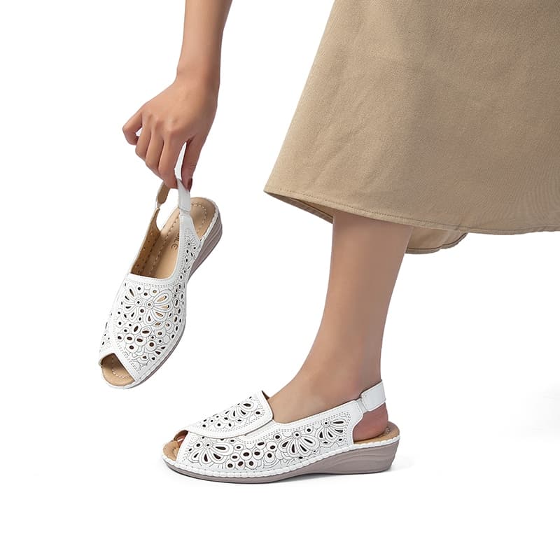 Sandálias femininas de plataforma sandálias ortopédicas ajustáveis macias, confortáveis, antiderrapantes, modelo Meijile