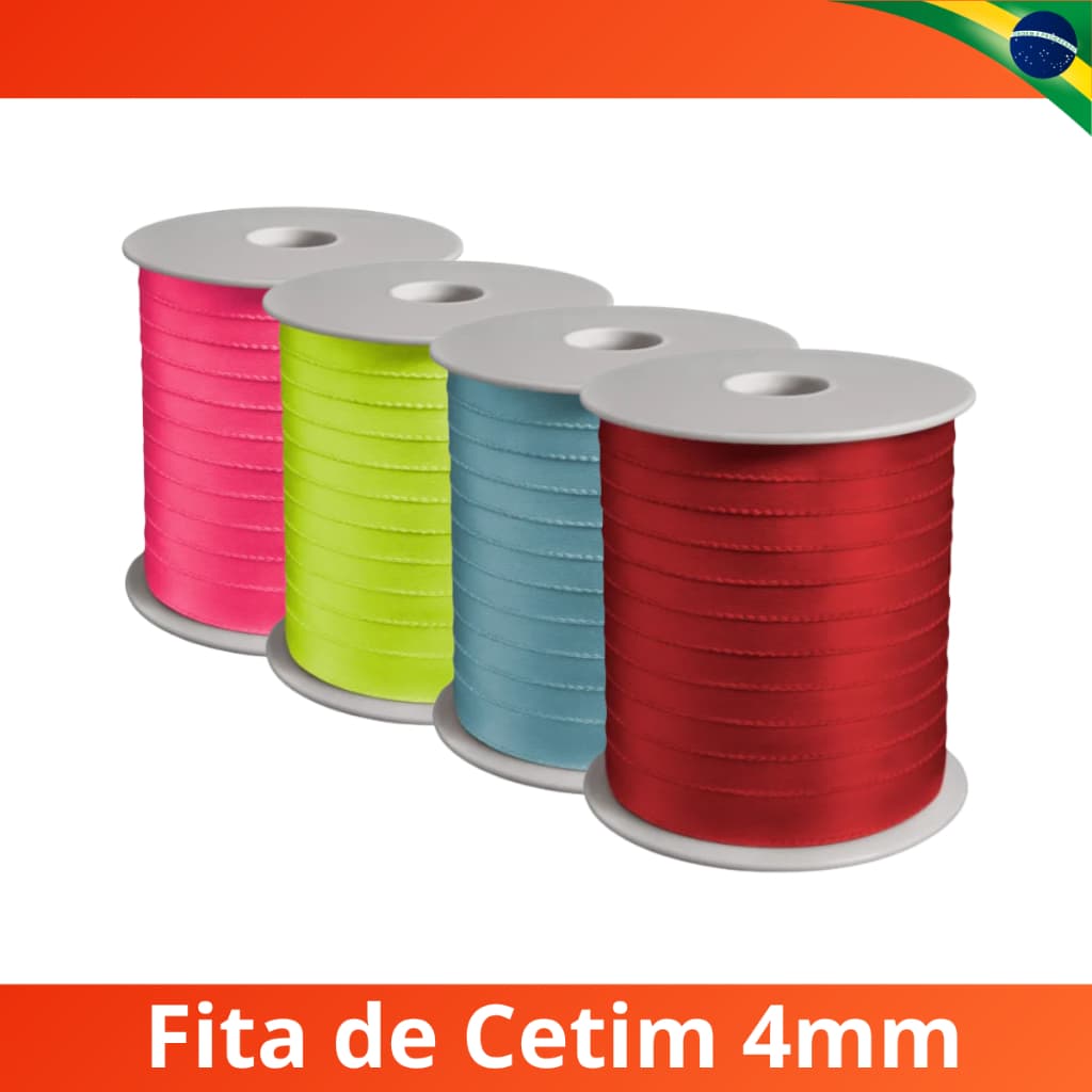 Fita de Cetim Lisa Rolo 4mm x 100mts Poliéster Artesanato N°0
