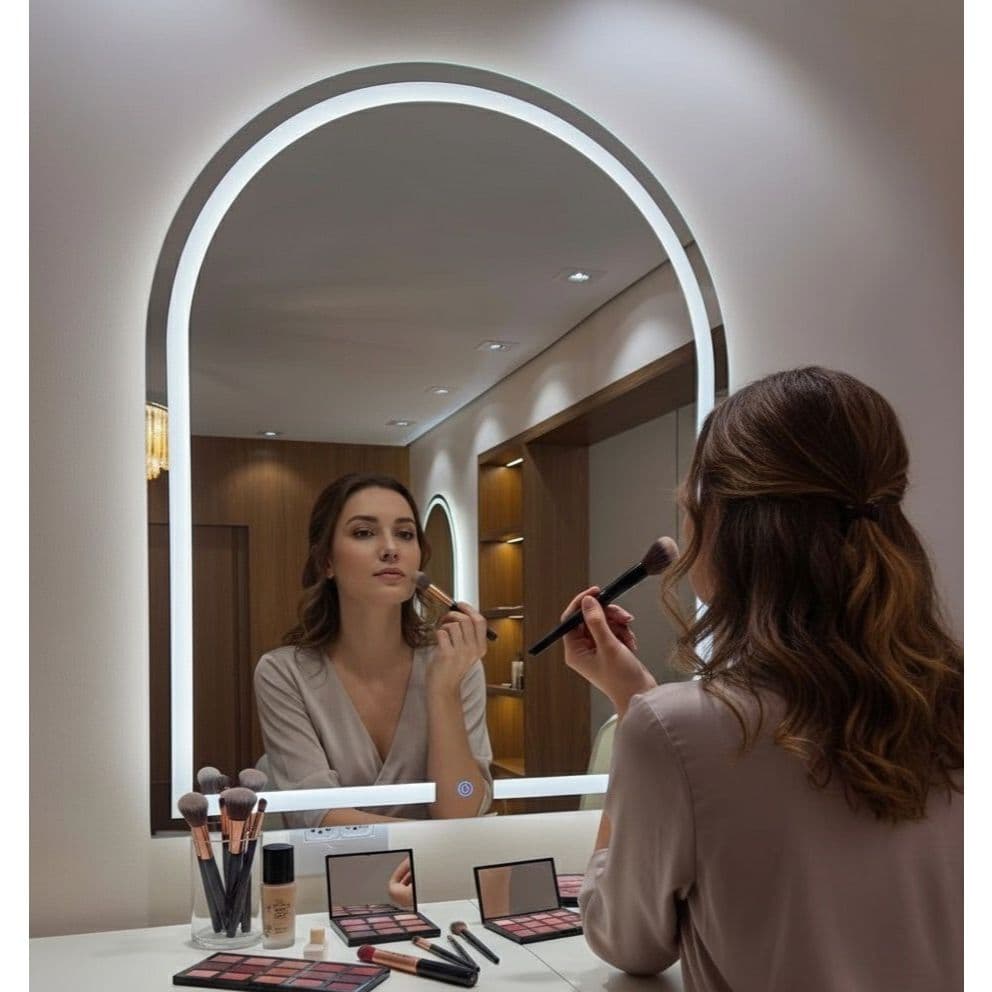 Espelho Oval com LED 80x50cm Moderno Elegante e com Botão Touch