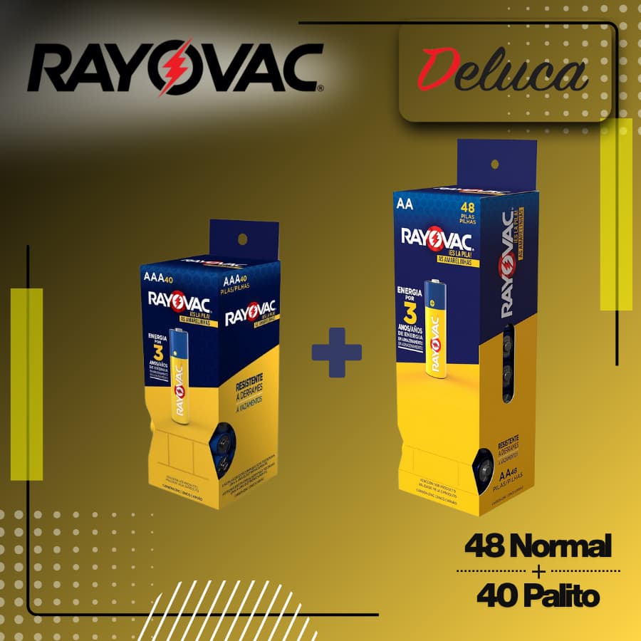 Rayovac Normal AA Tubo 48 Unidades+ 40 AAA Palito ou monte sua Quantidade