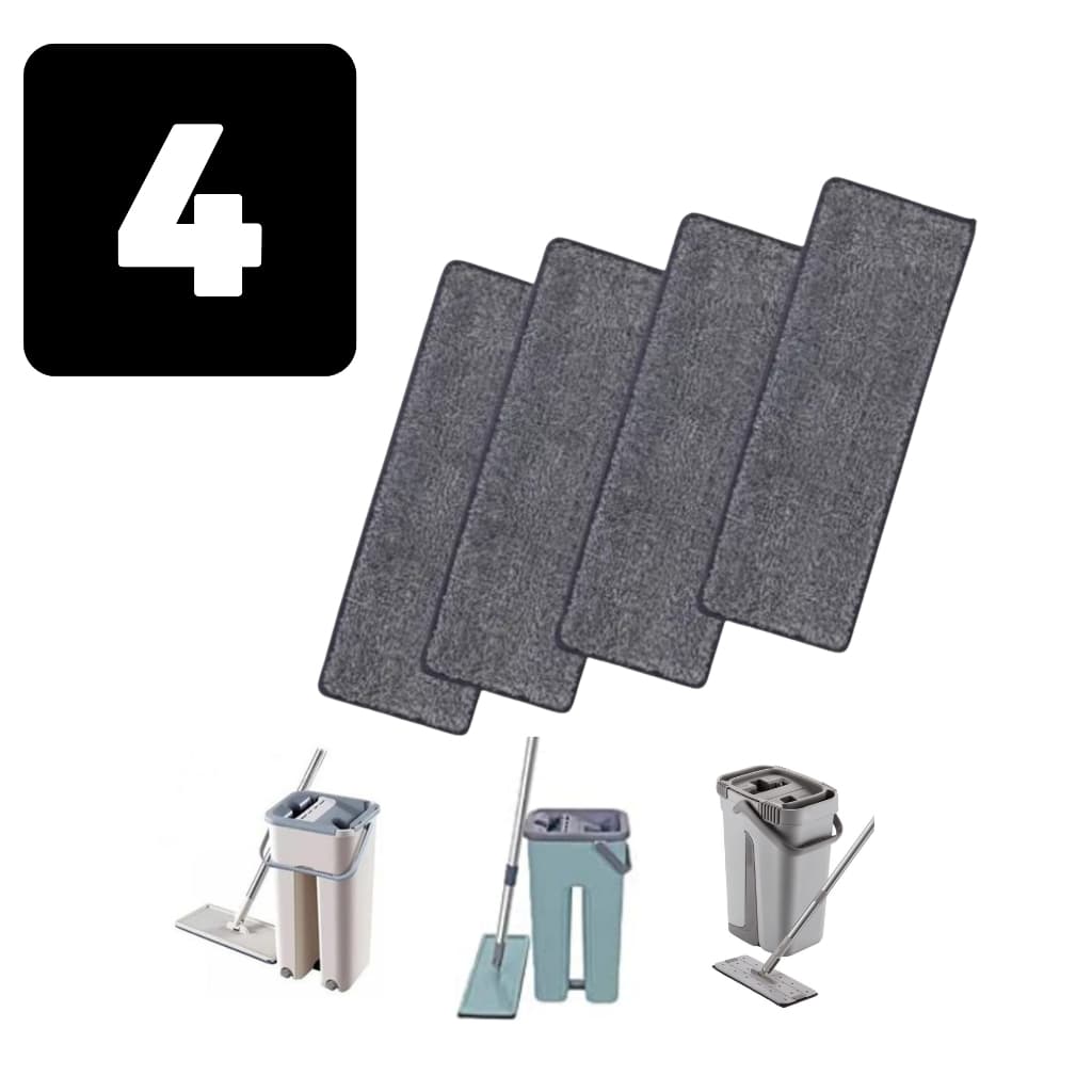 Kit com 4 Unidades Refil para Flat Mop Lavável e Reutilizável para Manutenção e Higienização de Todo Tipo de Piso