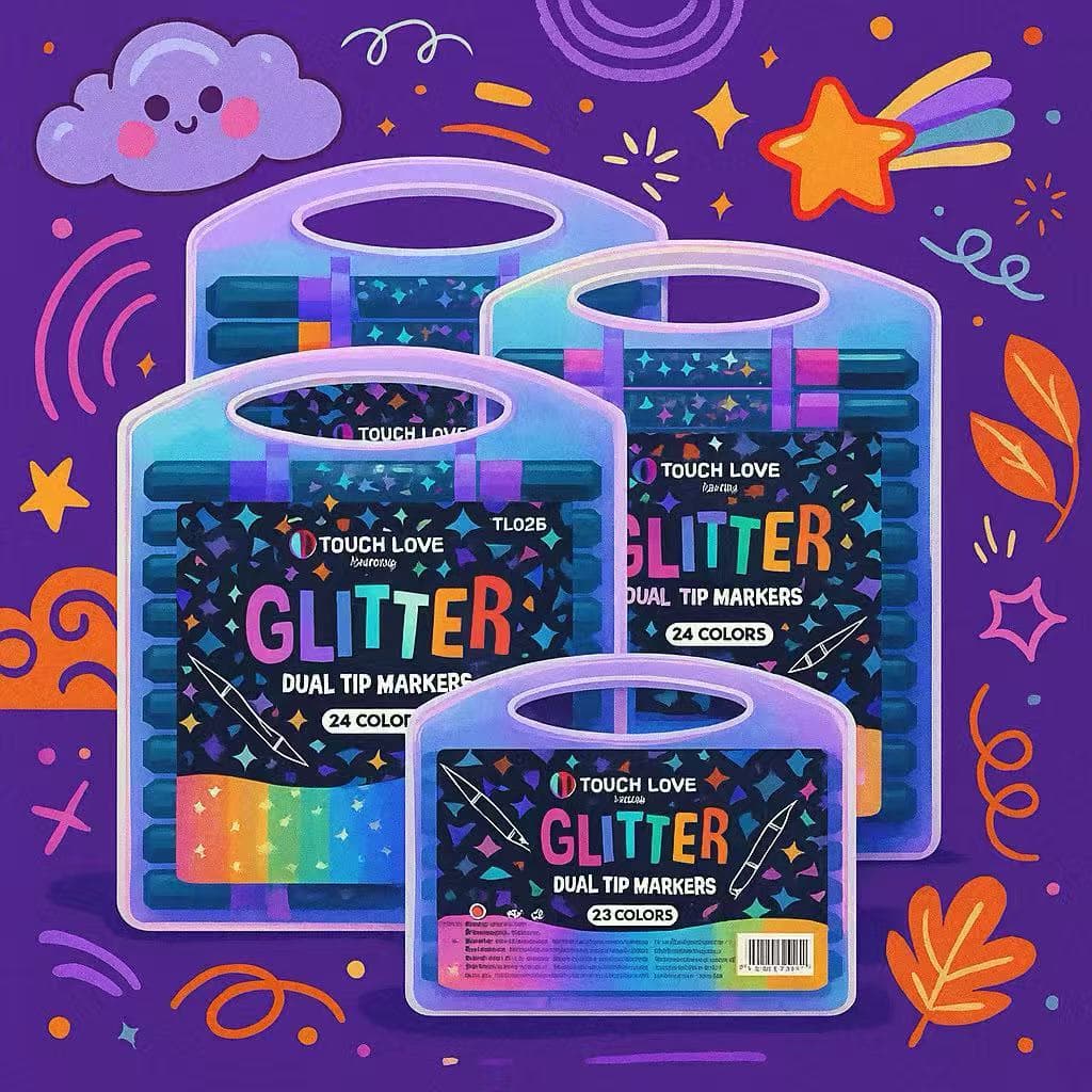 Caneta Marcadora acrílica Glitter Metalizada Ponta Dupla para Colorir Brilhante 24/48/72/96 Cores