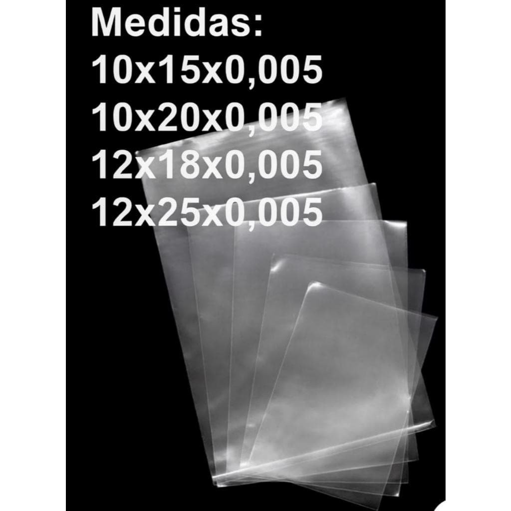 100~500 SACOS PLASTICOS PARA ALIMENTOS BAIXA DENSIDADE (BD) 10X15X0,005 - 10X20X0,005 - 12X18X0,005 - 12X25X0,005