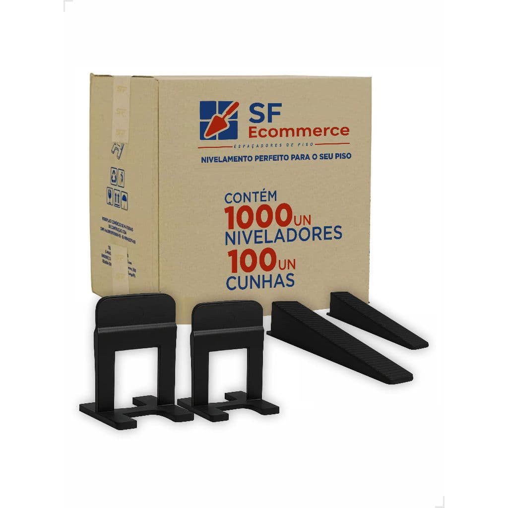 Kit 1000 Nivelador Espaçadores Piso + 100 Cunhas Slim Nivelar Junta Nivelamento Revestimento Porcelana