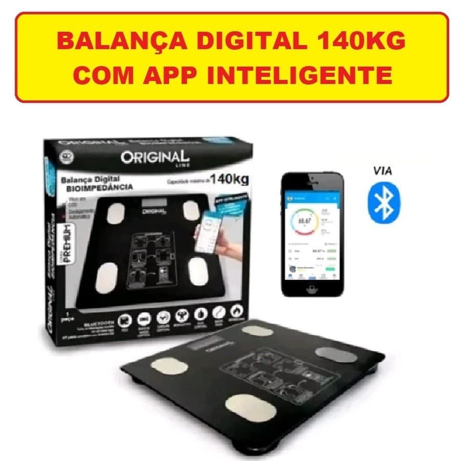 BALANÇA DIGITAL BIOIMPEDÂNCIA PREMIUM 140 KG BLUETOOTH ORGINAL.