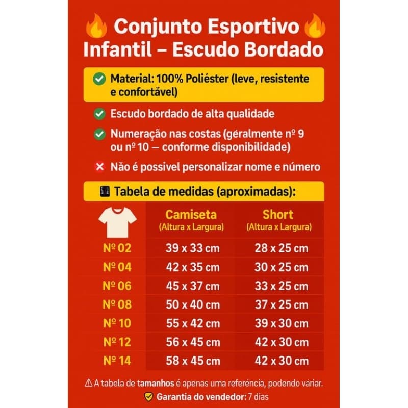 conjunto Infantil de time varios times brasileiros diversos meninos e meninas