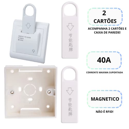 Interruptor Economizador  De Energia Para Hotel E Airbnb Até 30% Economia - Dispositivo Magnetico
