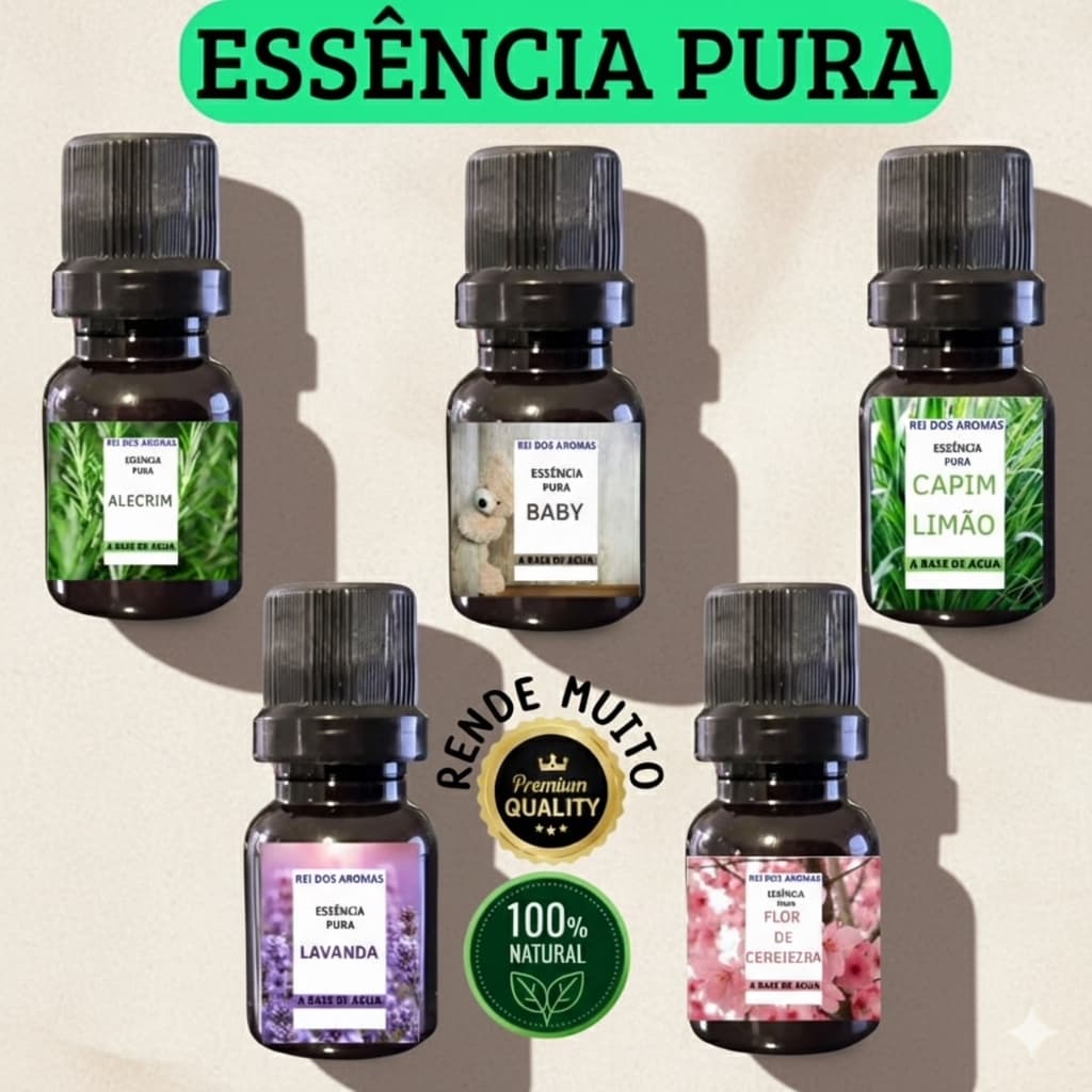 Kit c/5 Essências Aromáticas p/Umidificador l Difusor Elétrico l Alta Fixação l Ambiente l Escolha seu Aroma 10ml