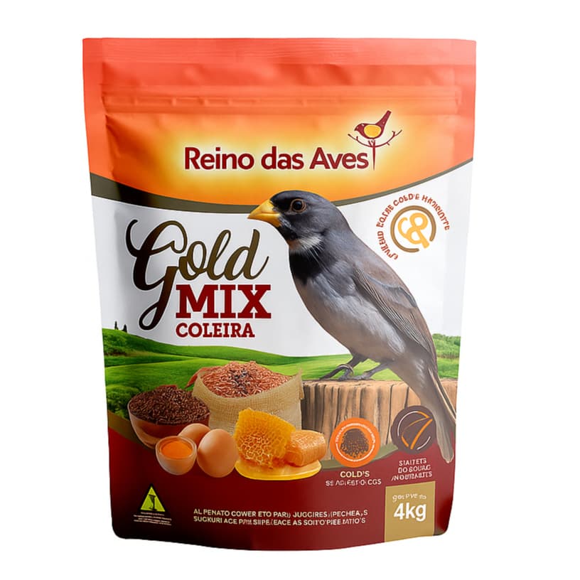 MISTURA DE SEMENTES GOLD MIX PREMIUM COLEIRA REINO DAS AVES - 4KG