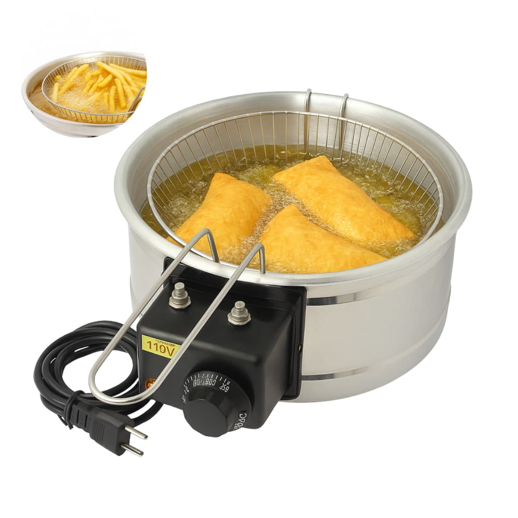 Fritadeira Elétrica Óleo de Pastel Tacho 5 Litros Inox Profissional com Termostato 110v 220v Fritura