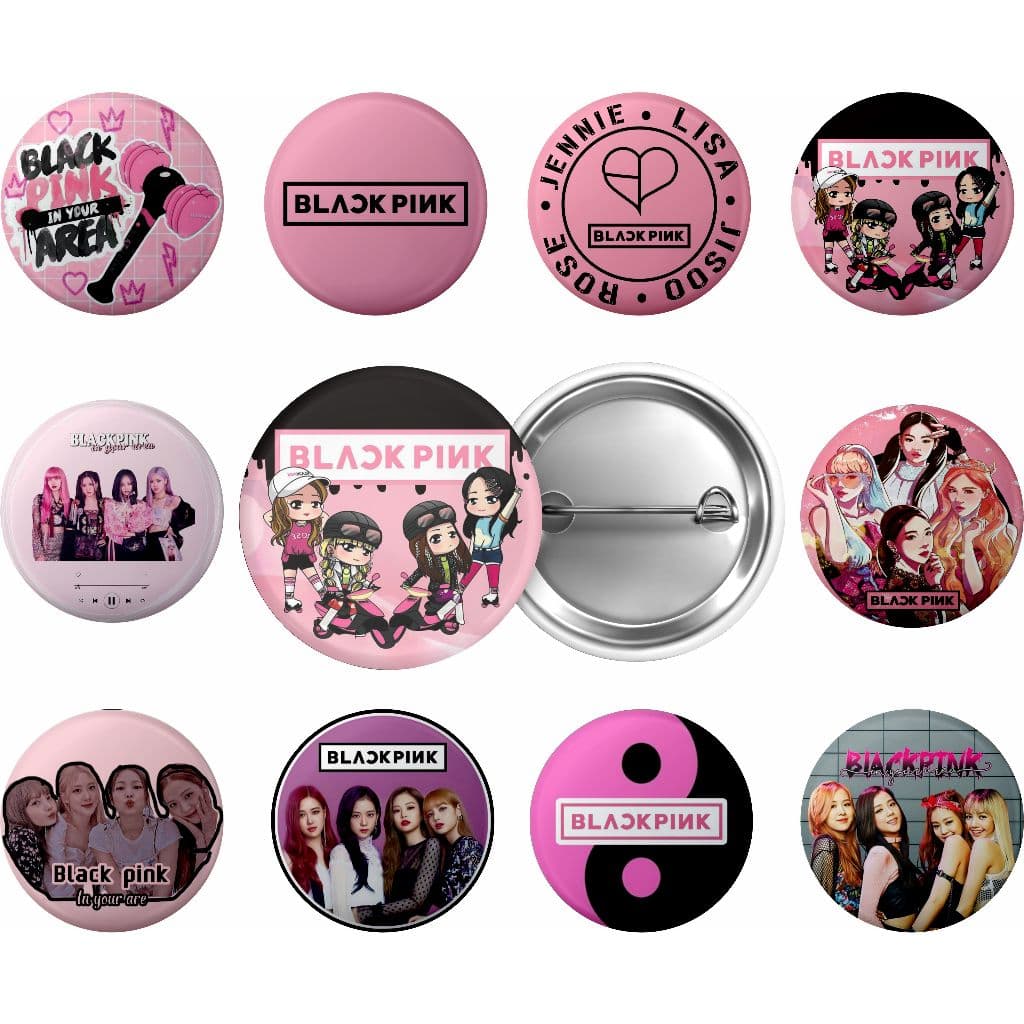 Kit 10 Botton Black Pink Broches Personalizados 3,5cm
