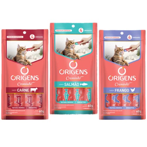 4 unidades de Petisco para Gatos Origens Creminho tipo truly Churu