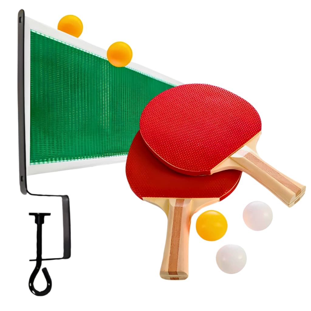 Conjunto Tênis de Mesa 2 Raquetes Rede e 3 Bolinhas Para Partidas de Ping Pong