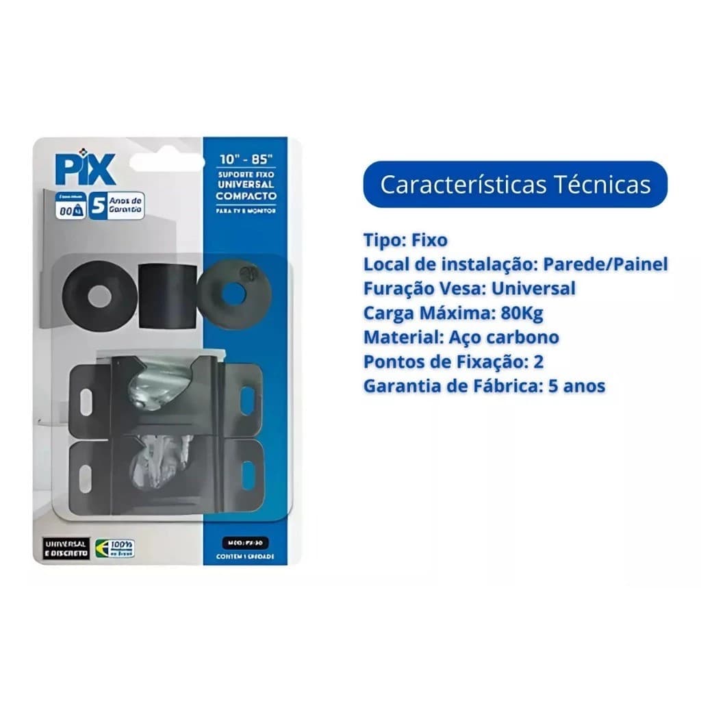 Suporte Universal Fixo Painel Para Tv 10" À 100" Pix