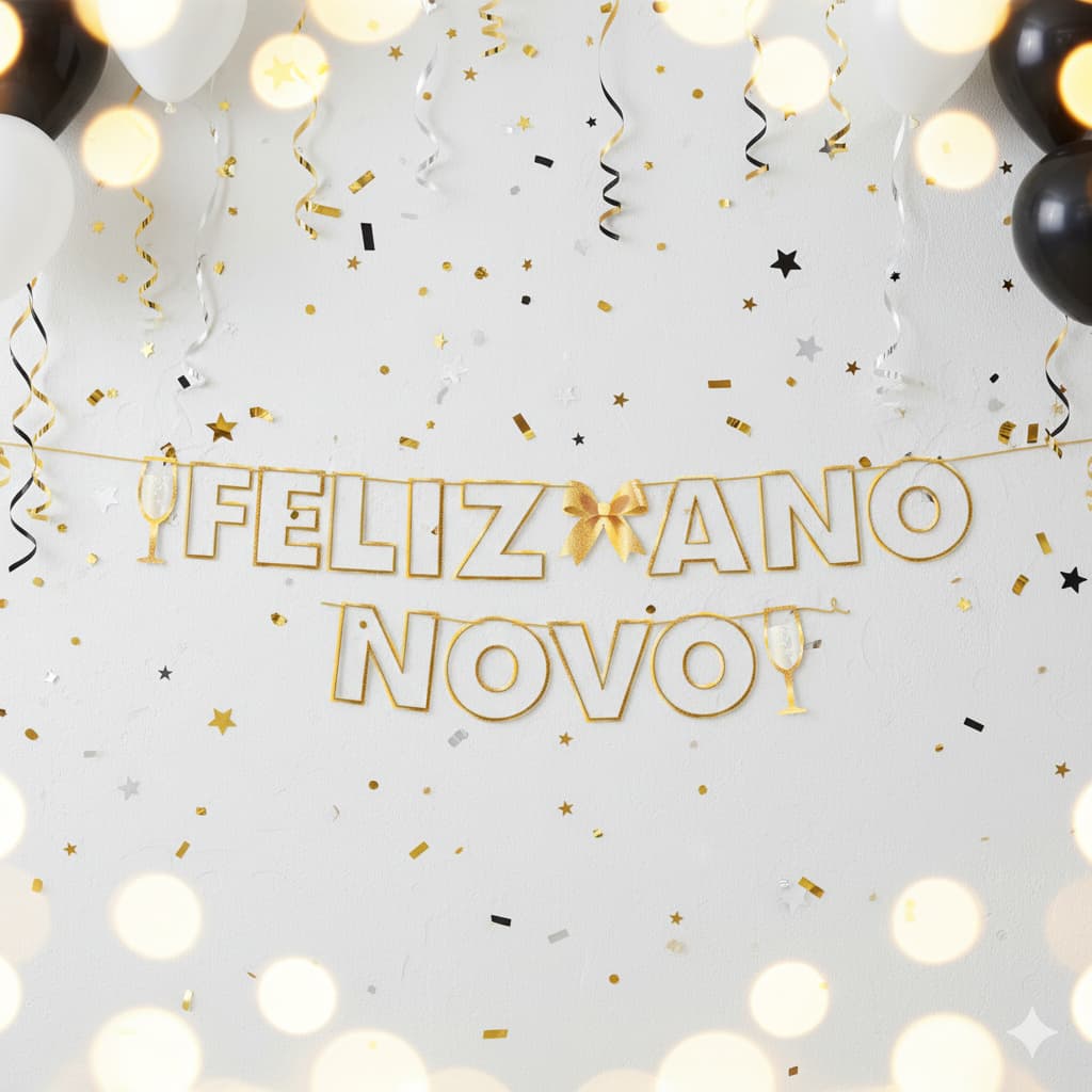 Faixa Feliz Ano Novo 3 Metros Decoração de Réveillon