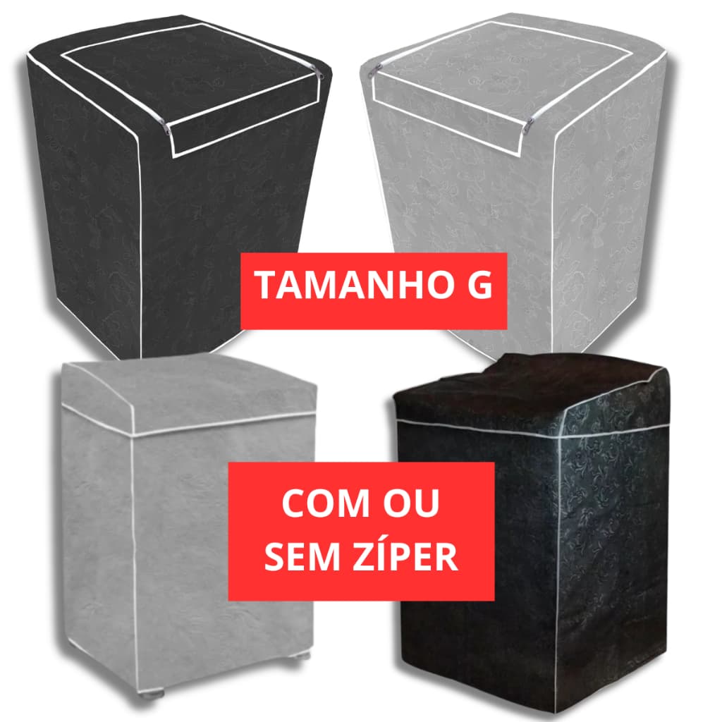 Capa Máquina De Lavar COM ou SEM Zíper Brastemp Consul Mabe Panasonic 12 13 15 16kg Abre Por Cima