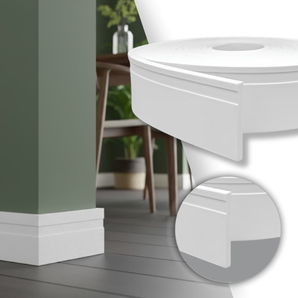 Rodapé Eva Frisado Autocolante Flexível Branco 5mx7cm À Prova D’Água Moldura Parede Decorativa