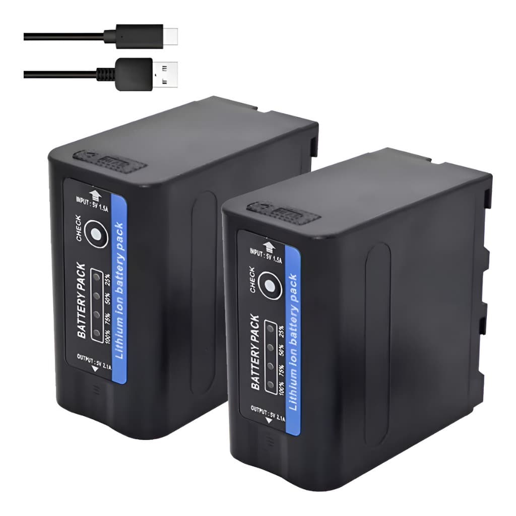 Kit 2 Baterias Npf980 Para Led Monitor 10.000mah Com Usb