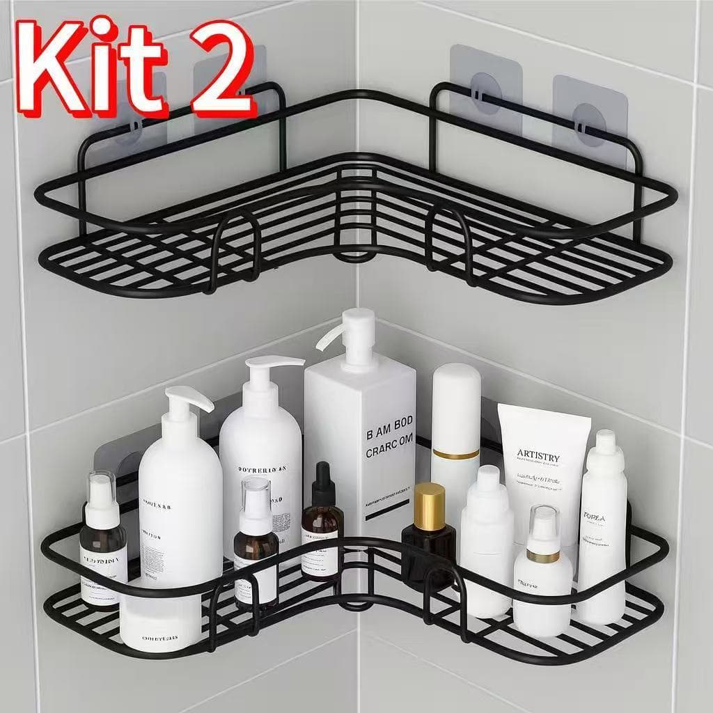 Kit 1/2/4 Prateleiras para Banheiro com Suporte e Alto Adesivos – Organizador de Shampoo, Sabonete, Cozinha e Lavanderia