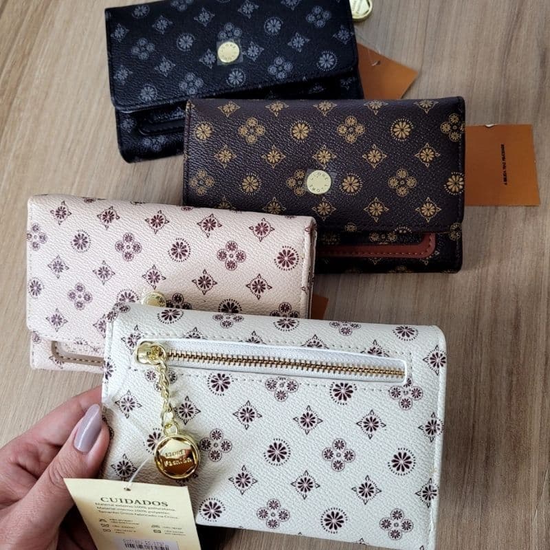 Carteira feminina Lace Lore clássica porta cartões e moedas