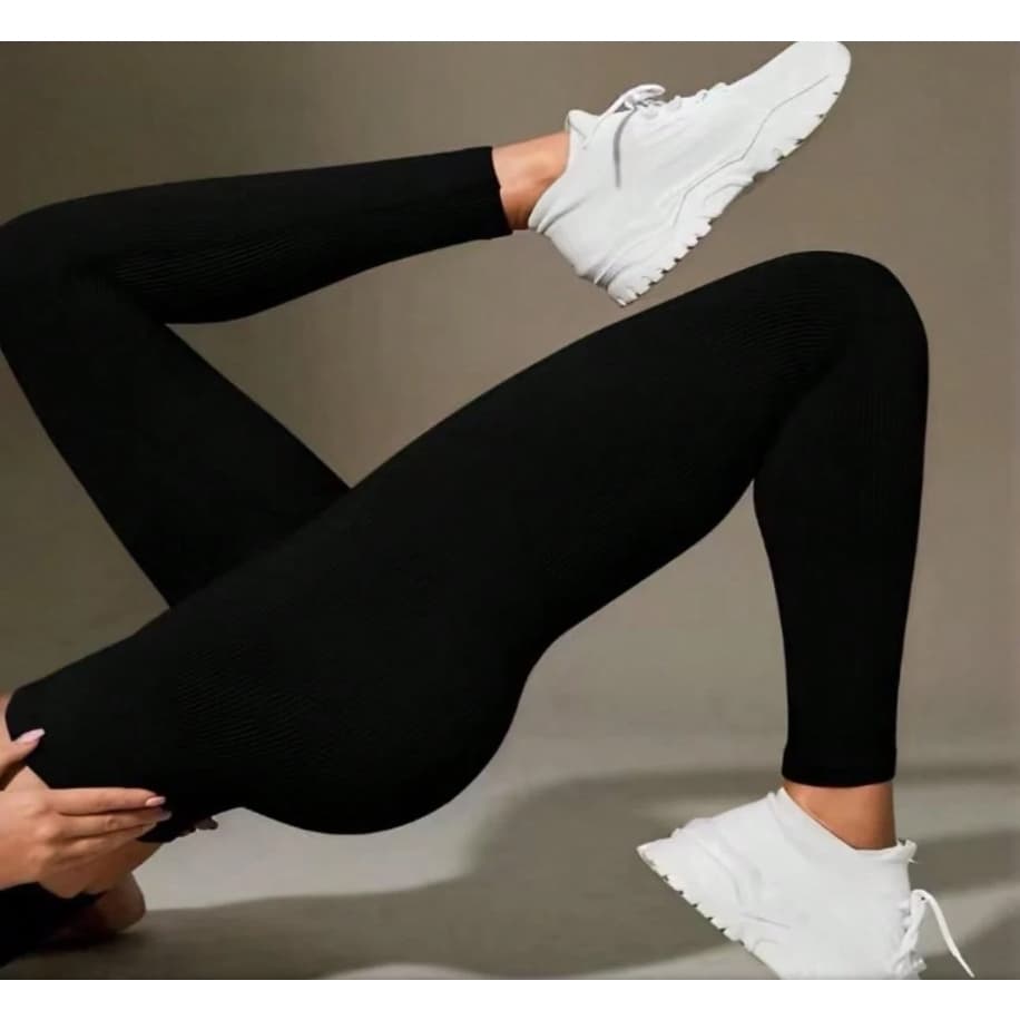 Calça Legging Canelada Feminina Modeladora Cintura Alta Academia Fitness Treino Yoga Pilates Basica Elastica