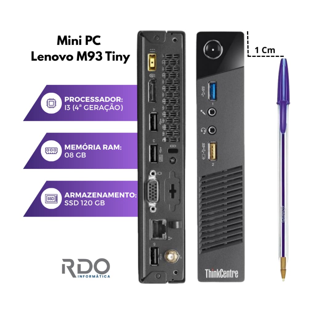Mini PC Lenovo M93 Tiny i3 4ª Geração 8GB SSD 120GB Rápido, Comacto ideal para PDV