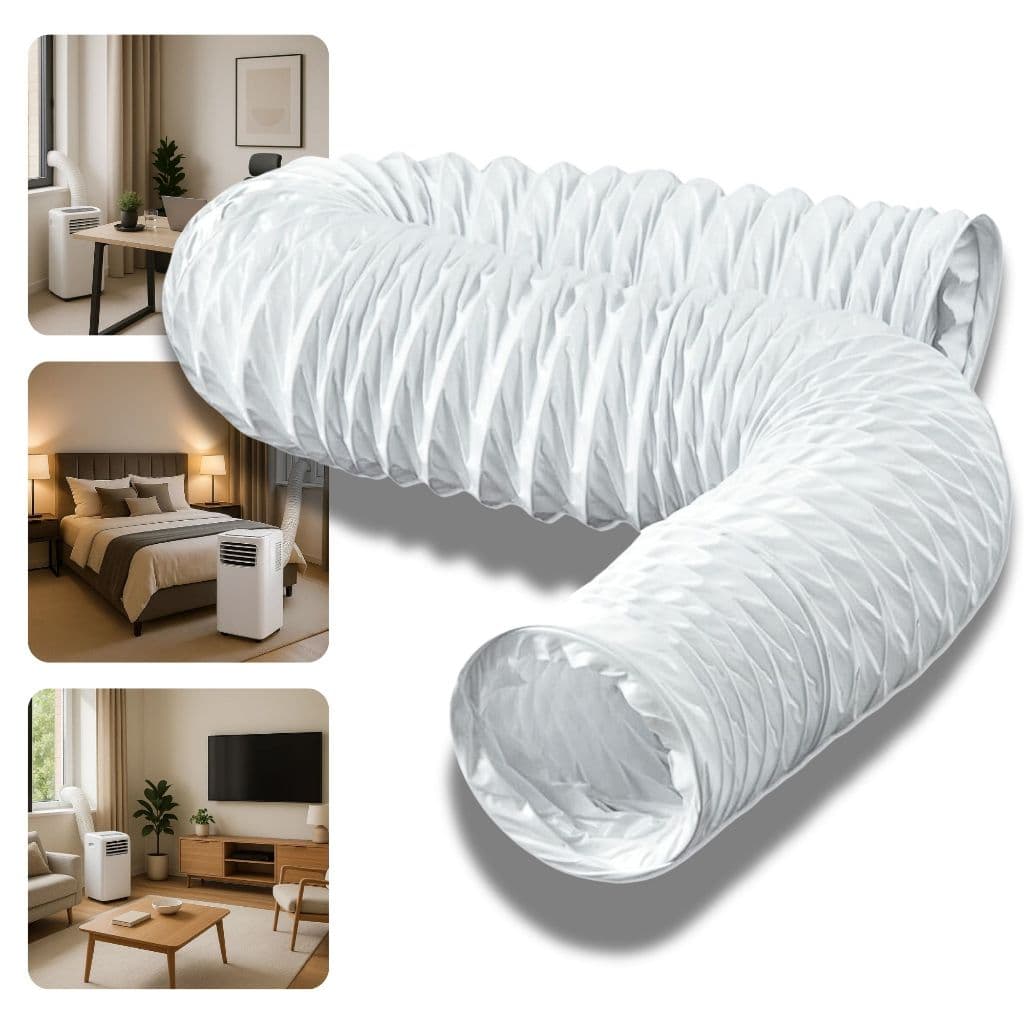 Duto Flexível PVC 150mm 3 Metros Branco Para Ar Condicionado Portátil Maquinas Secadoras
