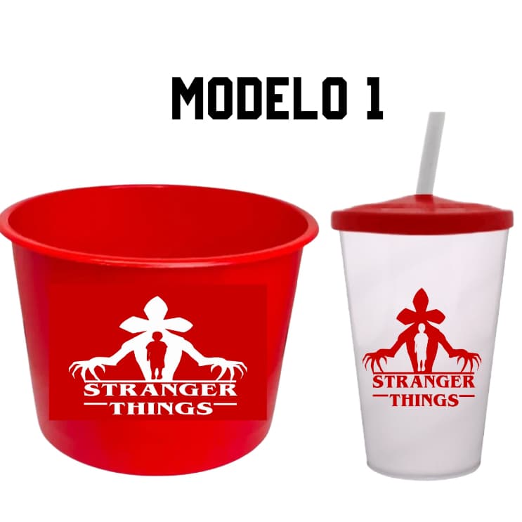Kit cinema Stranger Things Balde de 1,5l e copo twister de 300 ml Personalizado