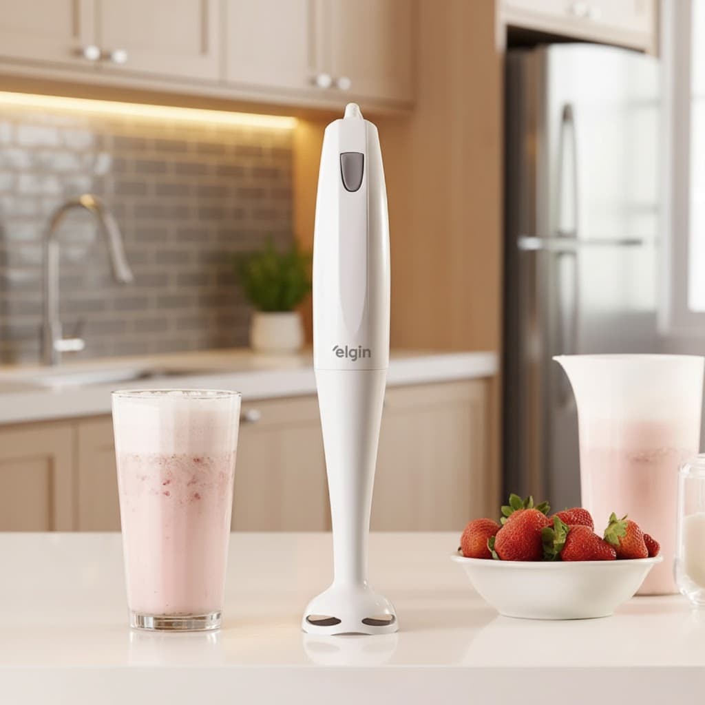 Mixer de Mão Elgin 2 em 1 200W com Copo 700ml Branco