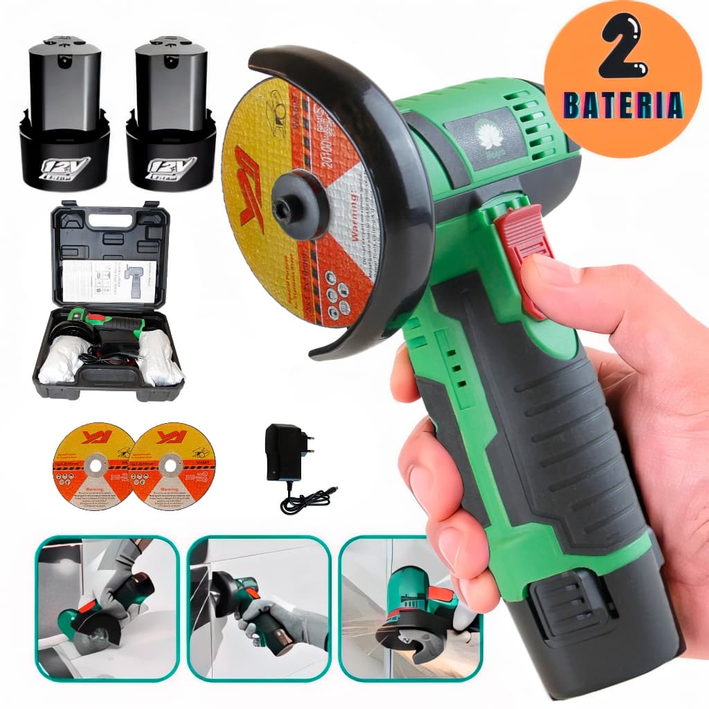 Mini Esmerilhadeira Lixadeira Elétrica Sem Fio Bivolt 110v/220v 2 Baterias 12V Com Maleta