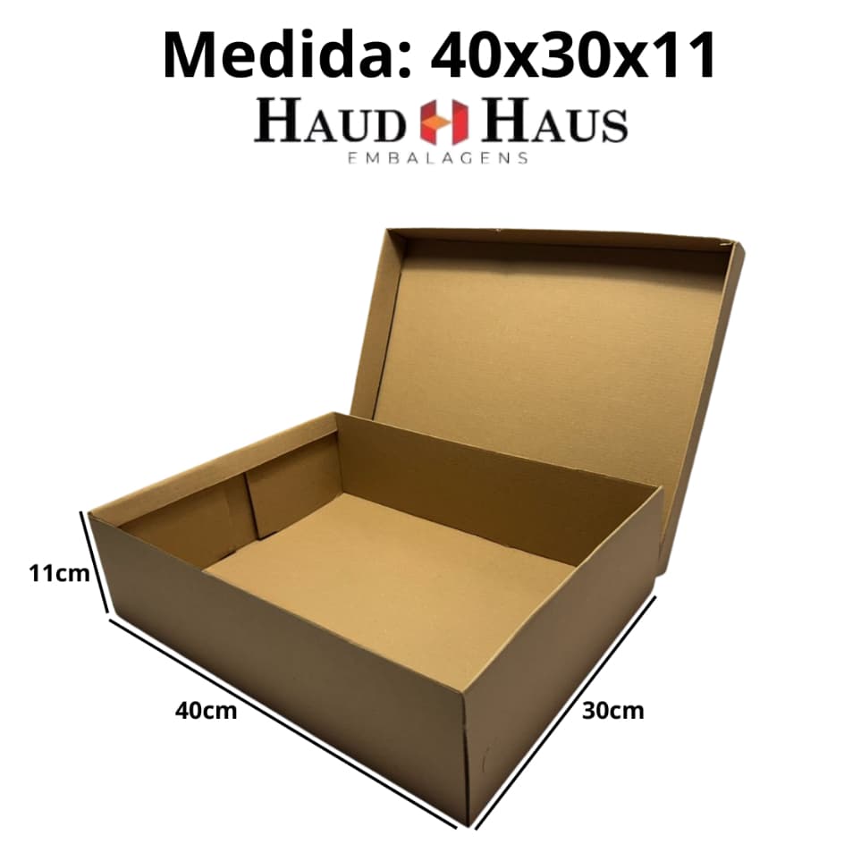 Kit 5 Caixas 40x30x11 Parda Tampa Removivel