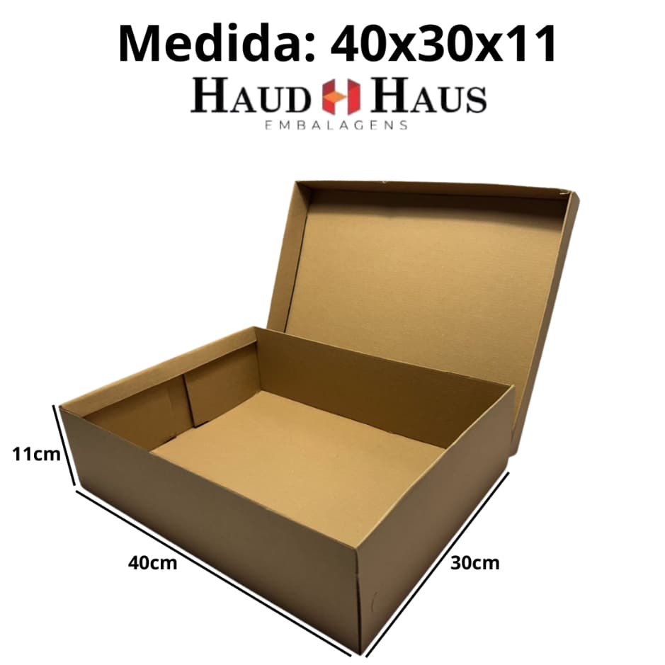Kit 10 Caixas 40x30x11 Parda Tampa Removivel