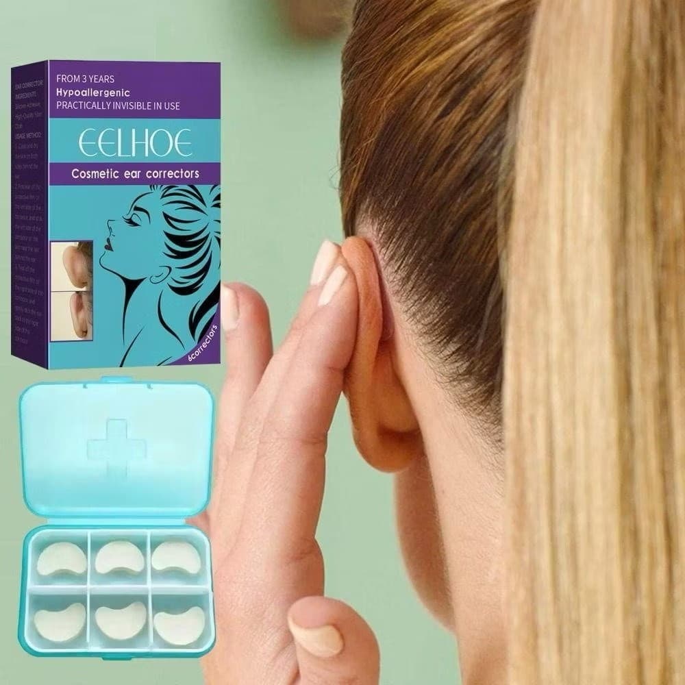 Corretor de ouvido, suporte em valgo, correção de formato de ouvido invisível de silicone indolor, à prova d'água