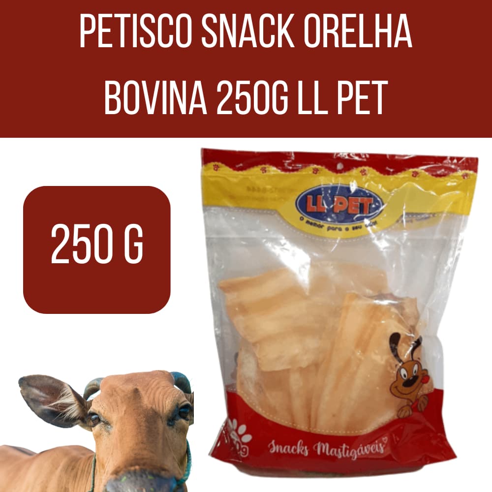Petisco, Snack, Cães, Orelha Bovina, LL Pet
